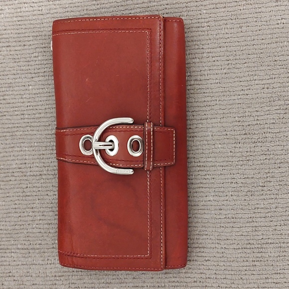 Red Leather Coach Wallet - Picture 1 of 5